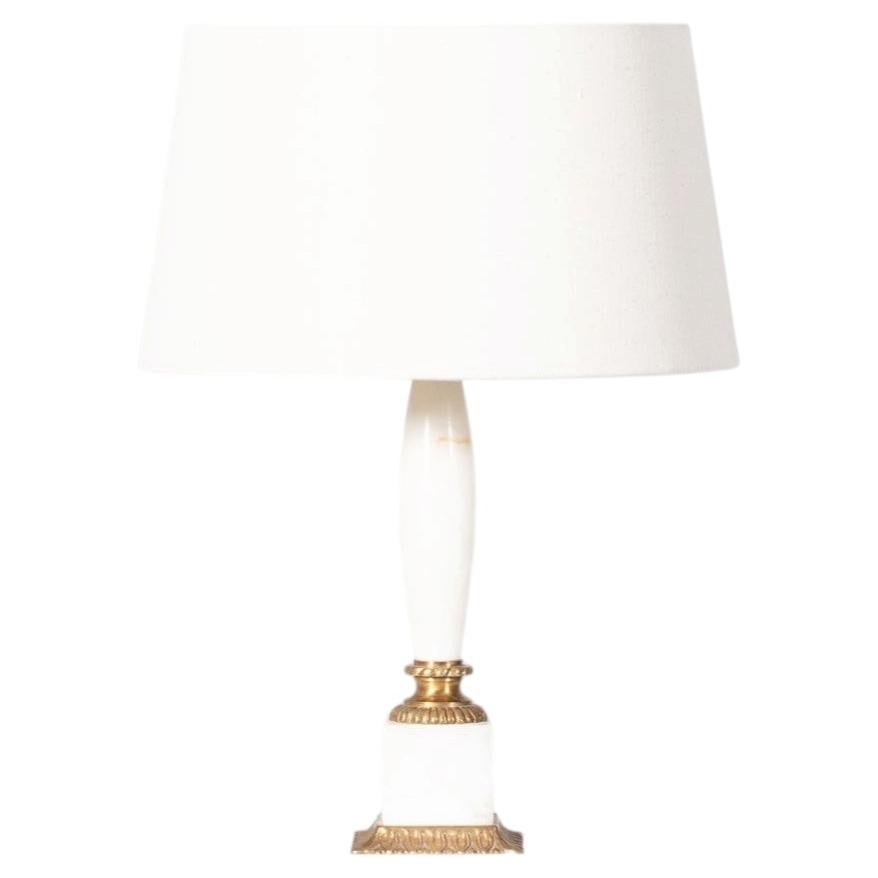 Spanish Alabaster & Brass Table Lamp, Mid 20th Century For Sale