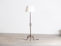 Forged Iron Candlestick Floor Lamp, French c. 1900