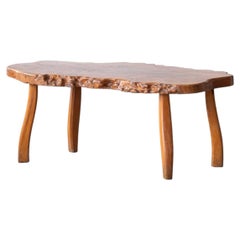 Brutalist Burr Elm Coffee Table, French c. 1970s