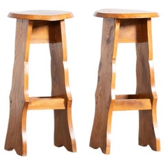 Naturalistic Elm Bar Stools, English c. 1980s