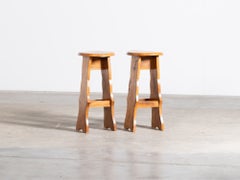 Naturalistic Elm Bar Stools, English c. 1980s