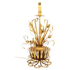 Coco Chanel Style Foliage Table Lamp in Gilt Iron
