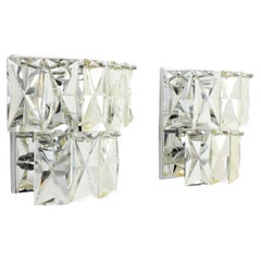 Pair of Crystal Wall Lights, Baccarat Style