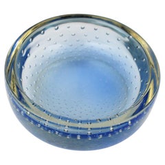 Galliano Ferro Azul Murano Sommerso Bullicante Cuenco de vidrio artístico