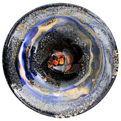 Aureliano Toso Dino Martens Murano Art Glass Centerpiece Bowl with Gold Flecks