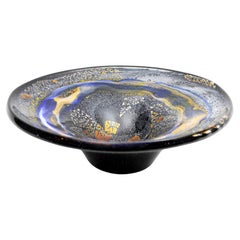 Aureliano Toso Dino Martens Murano Art Glass Large Centerpiece Bowl, Gold Flecks