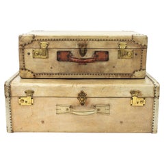 French Parchment / Vellum Suitcases as Side Table