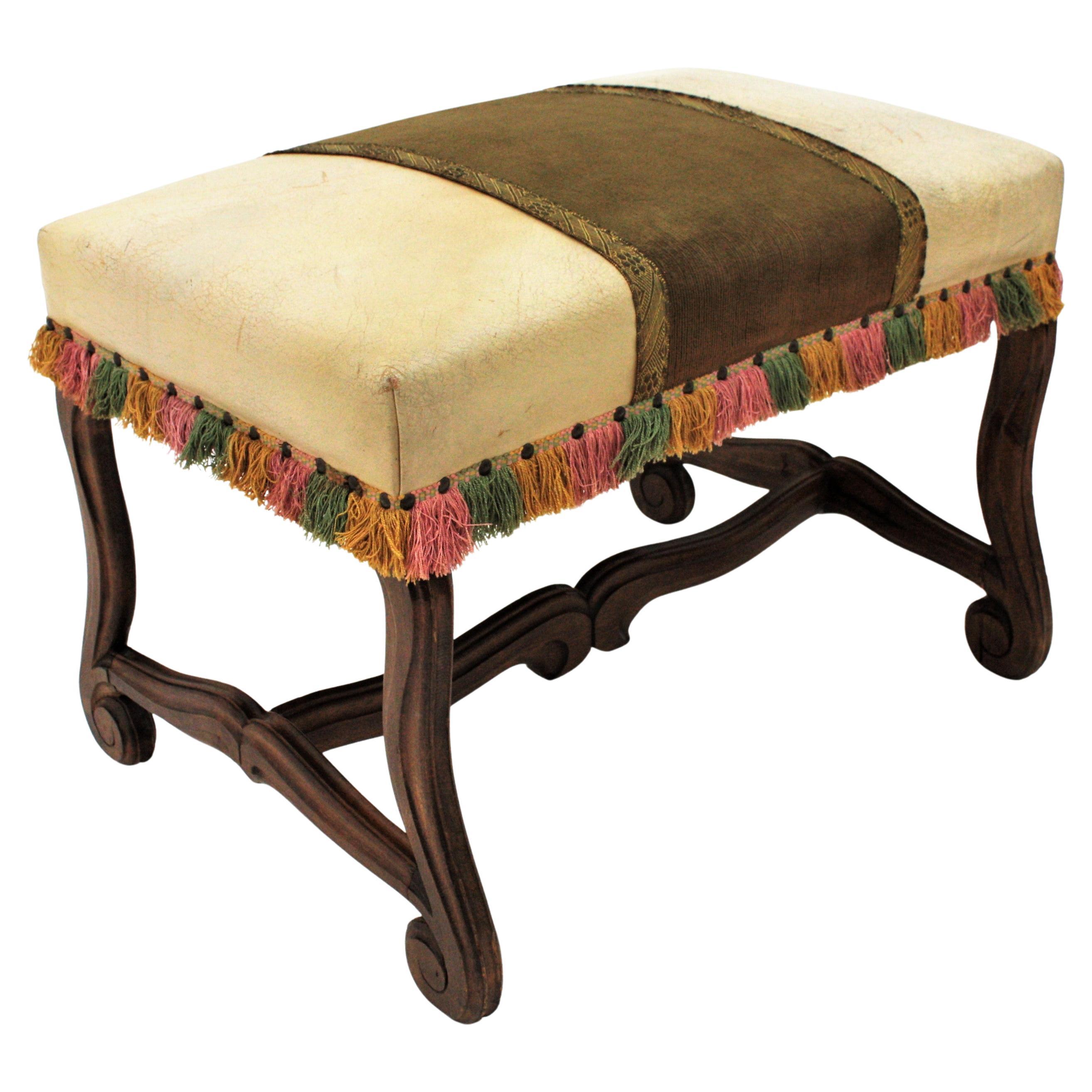 Os de Mouton Louis XIV Style Walnut Stool or Bench For Sale