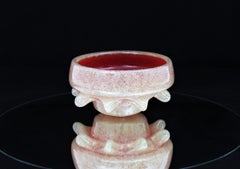 Seguso Murano Red White Pulegoso Pulled Centerpiece Bowl, 1950s