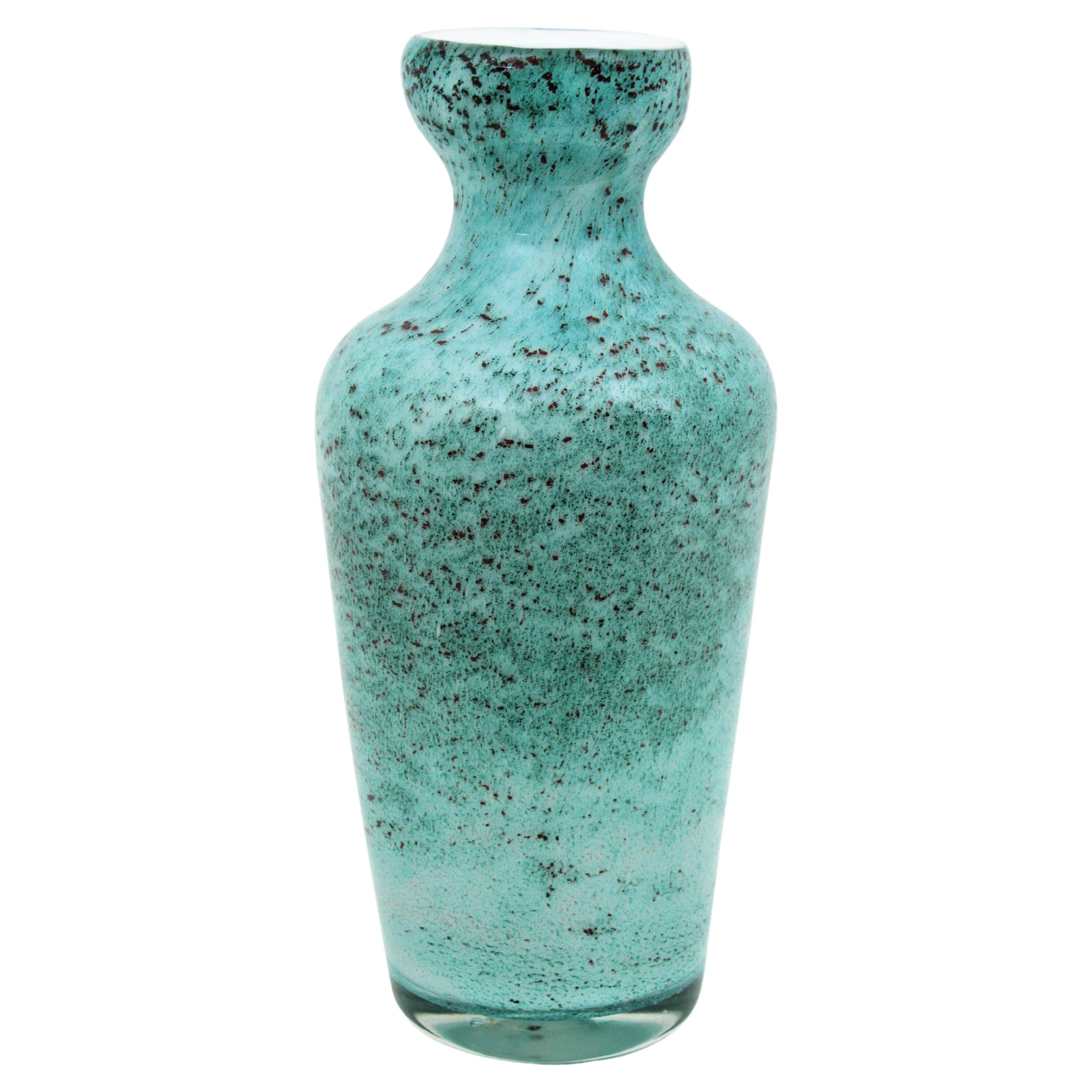 AVEM Murano Turquoise Blue Art Glass Vase, 1950s