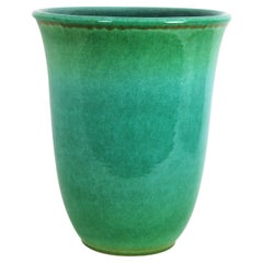 Spanische große spanische Vase von Serra aus türkis glasierter Keramik