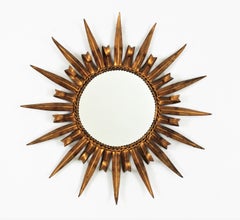 Sunburst Eyelash Mirror in Gilt Metal