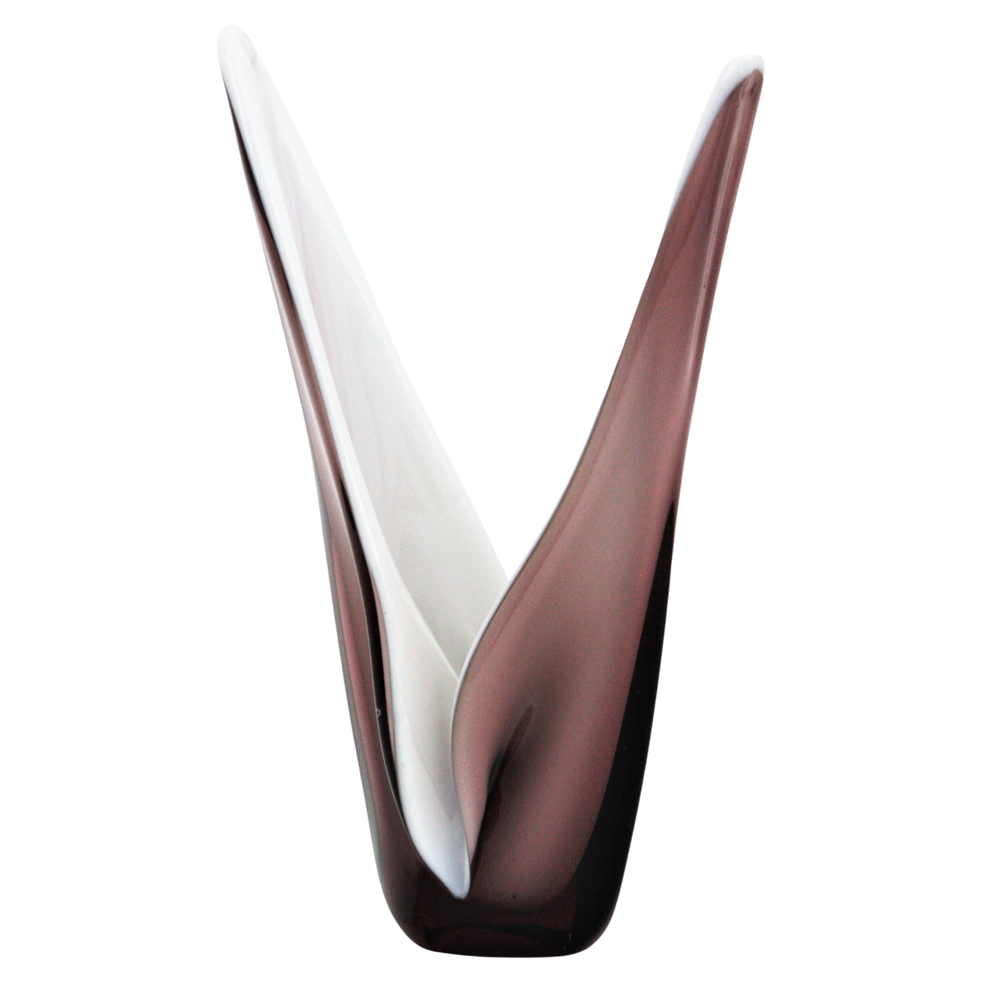 Vase aus violettem und weißem Murano Sommerso-Glas, Italien 1960