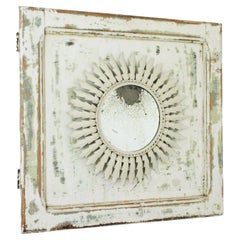 Trumeau Mirror, Sunburst Mirror on Antique Door with Original Patina 