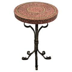 Mesa de Bebidas Española, Gueridón o Mesa Auxiliar de Hierro Forjado y Cobre