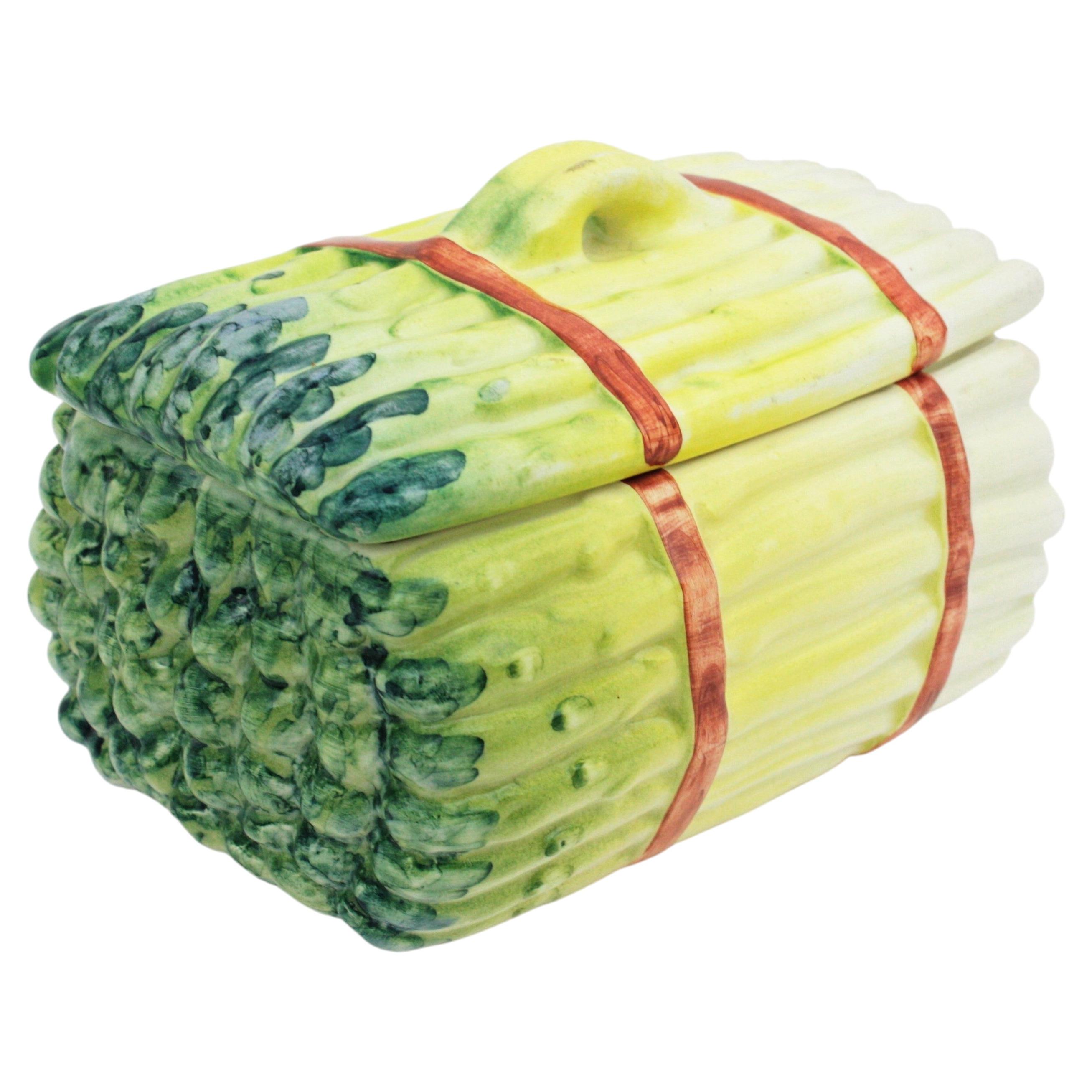 Mid-Century Modern Asparagus Ceramic Serving Set for Six, 1960s