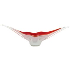 Vintage Archimede Seguso Red Lips Design Murano Glass Centerpiece Bowl