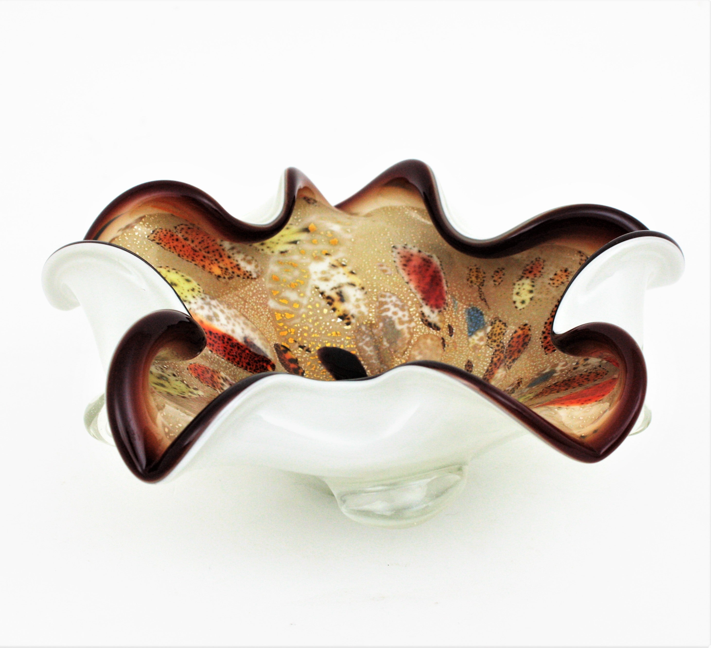 Mid-Century Modern Murano Multicolor Murrine Art Glass Large Bowl by Dino Martens Avem For Sale