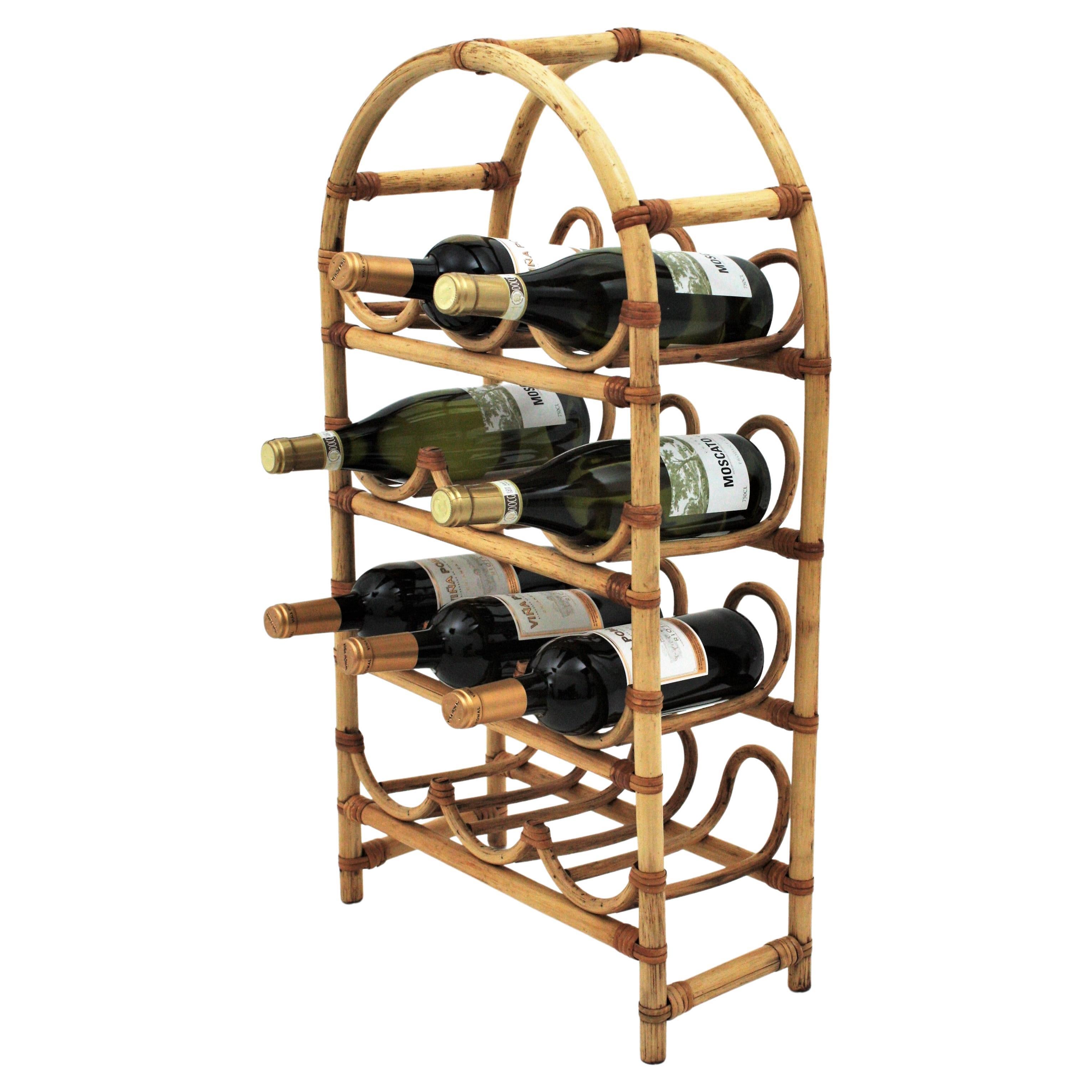 Rattan Bamboo Bottle Rack / Stand For Sale