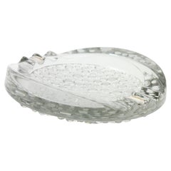 Retro Murano Italian Art Glass Ashtray, Bubbles Design and Sterling Silver Details