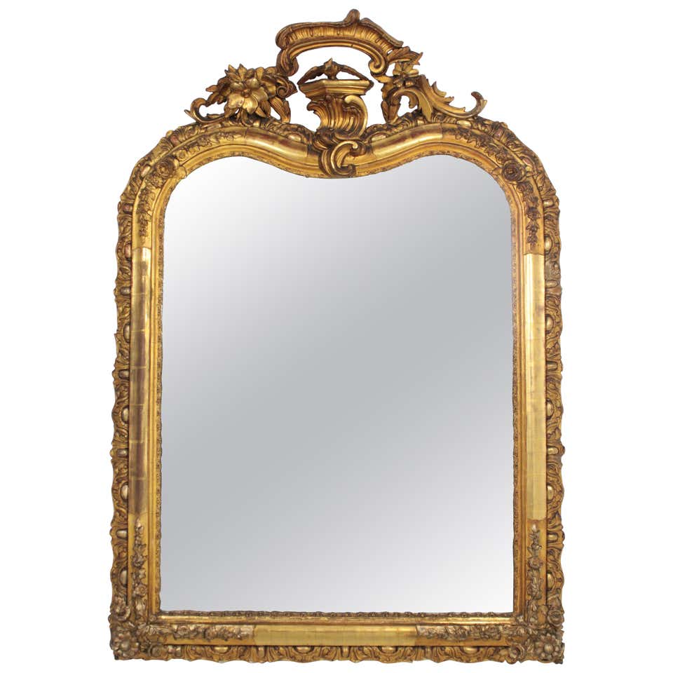 French Rococo Carved Giltwood Palatial Oval Mirror For Sale at 1stDibs ...