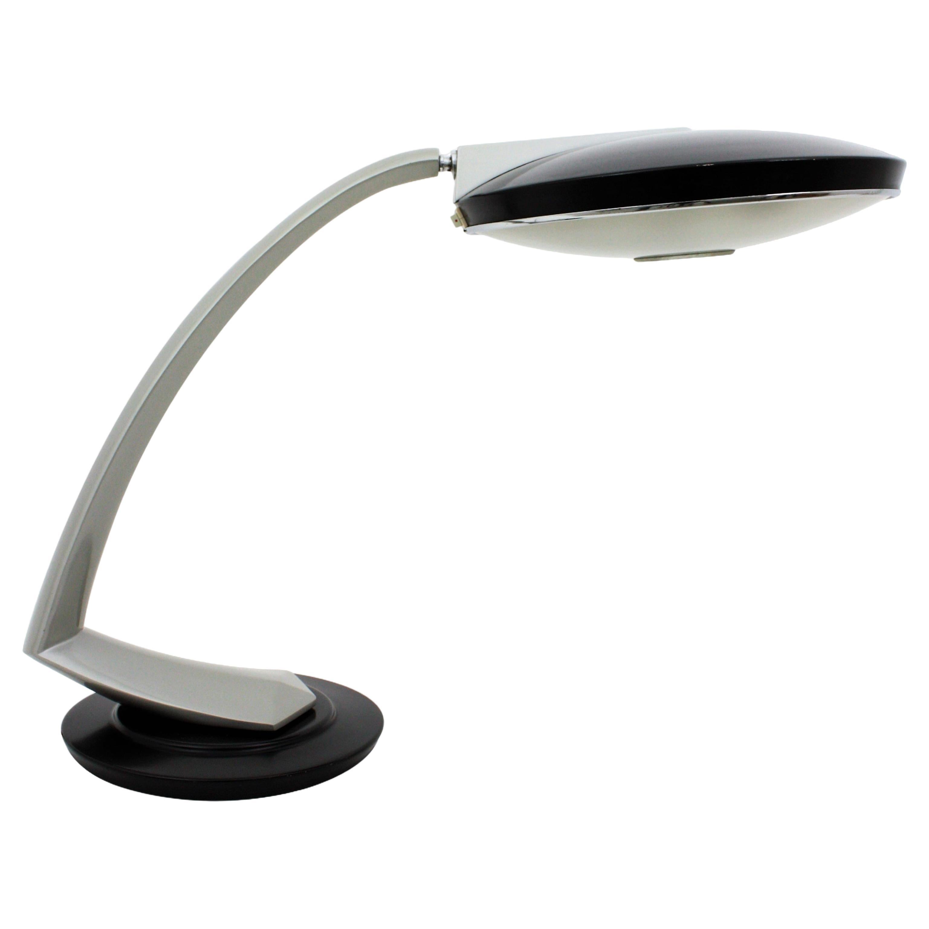 Fase Boomerang 2000 Black and Grey Table Lamp, 1960s For Sale