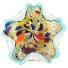 Dino Martens - Bol en verre d'art à bord bleu Millefiori avec murrine multicolore AVEM