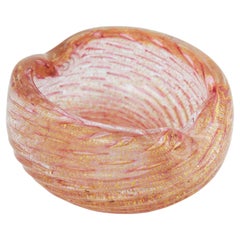 Barovier&Toso Murano Pink Gold Flecks Swirl Art Glass Bowl or Ashtray (bol ou cendrier en verre d'art) 