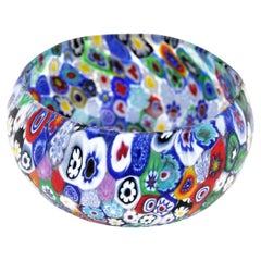 Midcentury Fratelli Toso Murano Multi Color Murrine Millefiori Art Glass Bowl
