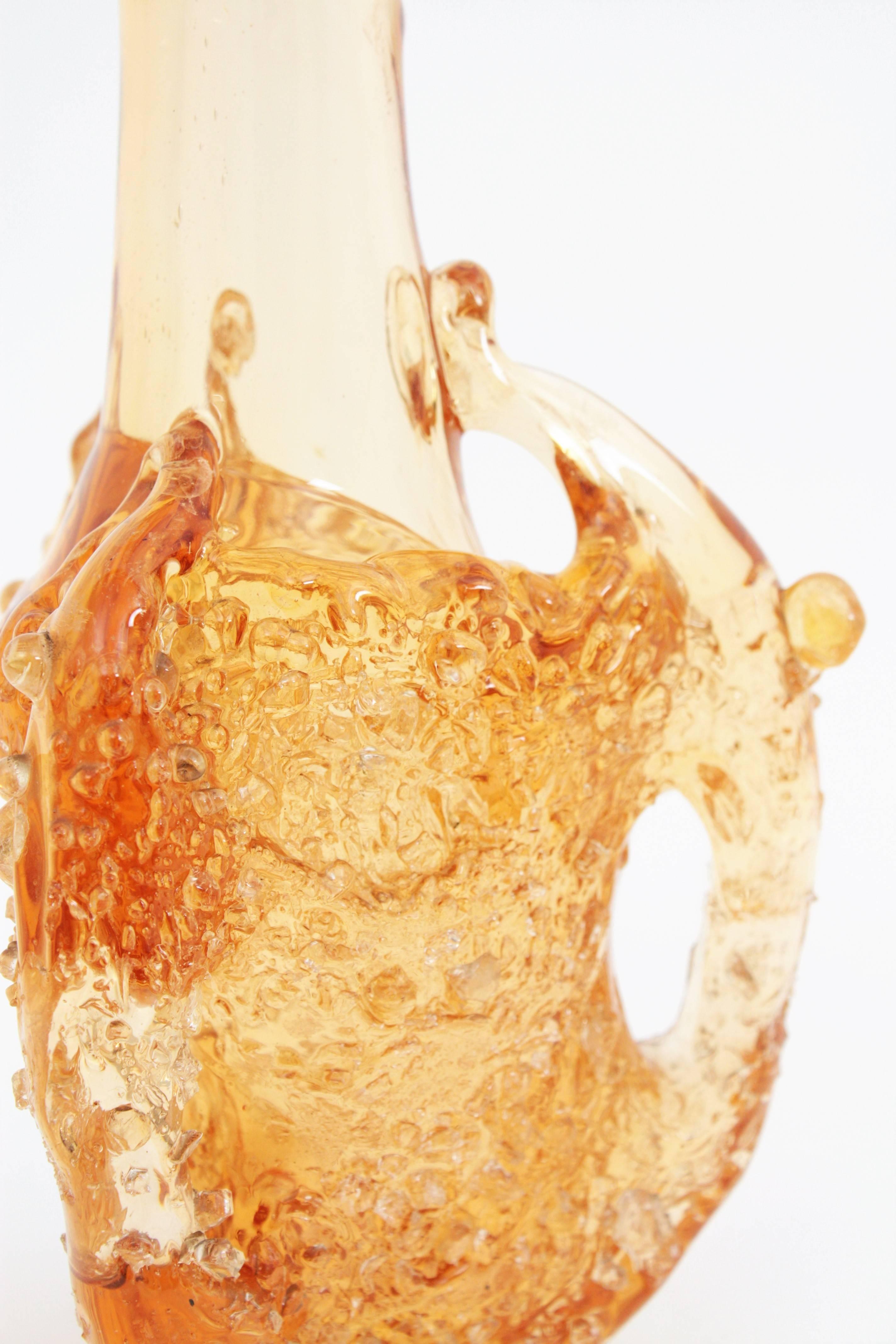 Fait main Vase italien en verre d'art Murano ambre, années 1950 en vente