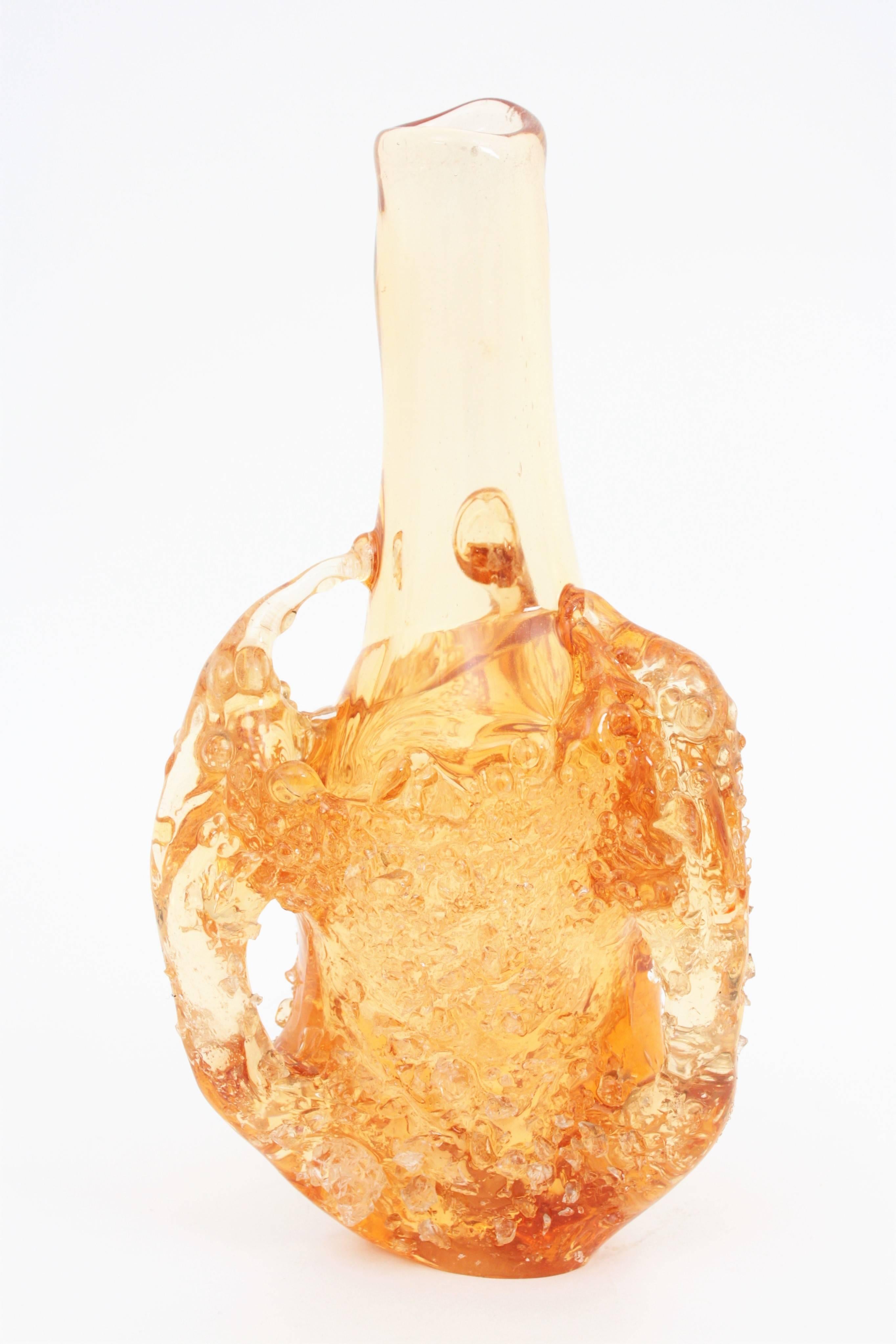 20th Century Italian Amber Murano Art Glass Vase, 1950s For Sale