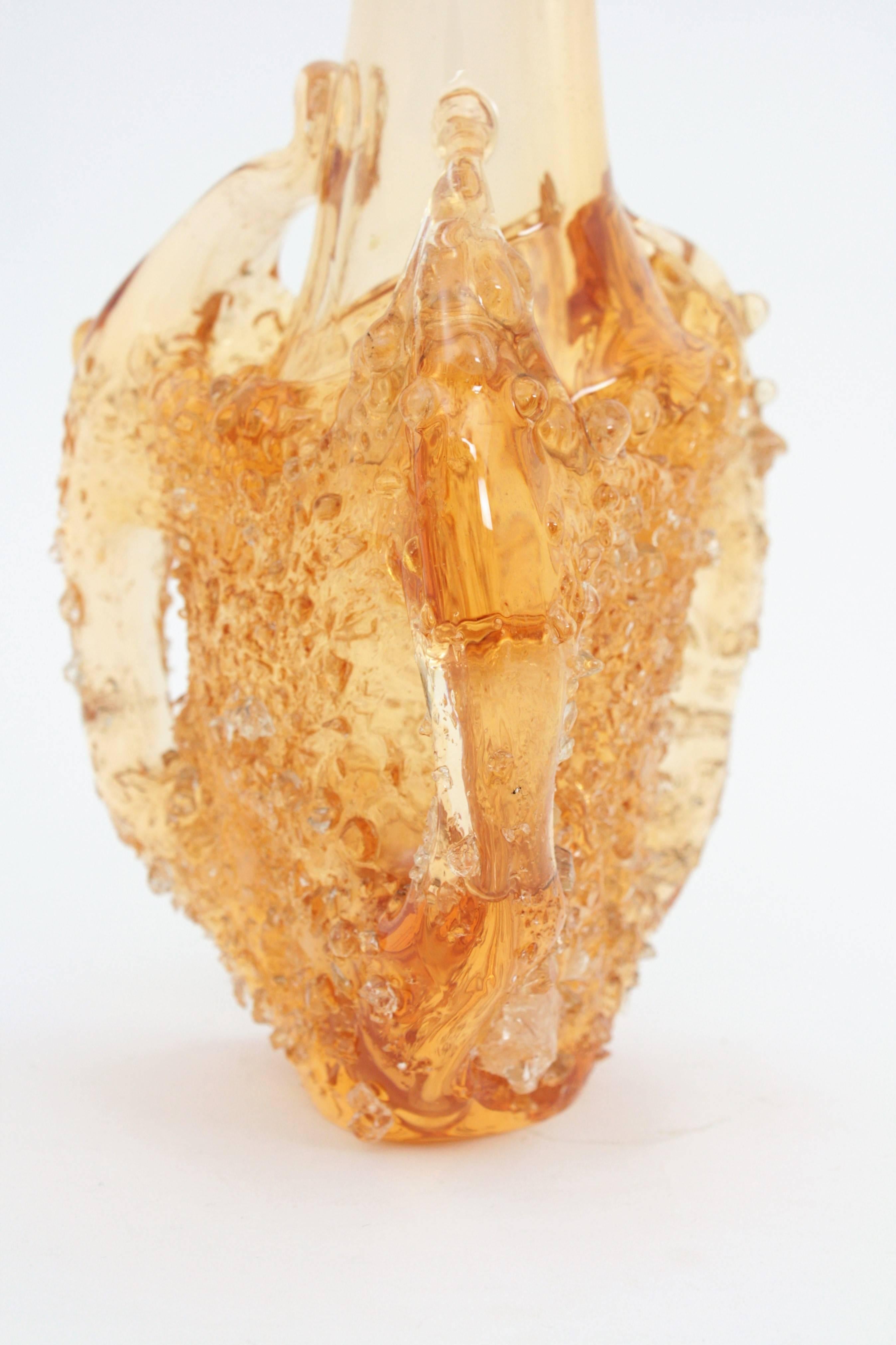 Vase italien en verre d'art Murano ambre, années 1950 en vente 3