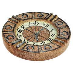Spanish Clock Design Majolica Ceramic Ashtray / Vide-Poche, 1960s