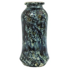 Spanish Glazed Terracotta Spotted Vase, 1960s