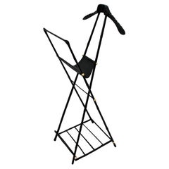 Jacques Adnet Black Foldable Valet in Ebonized Wood