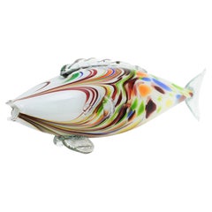 Midcentury Oversized Murano Multicolor Glass Fish Sculpture