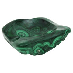 Mid-Century Modern Malachite Bowl or Ashtray in Hand-Carved Stone, Spain 1950
