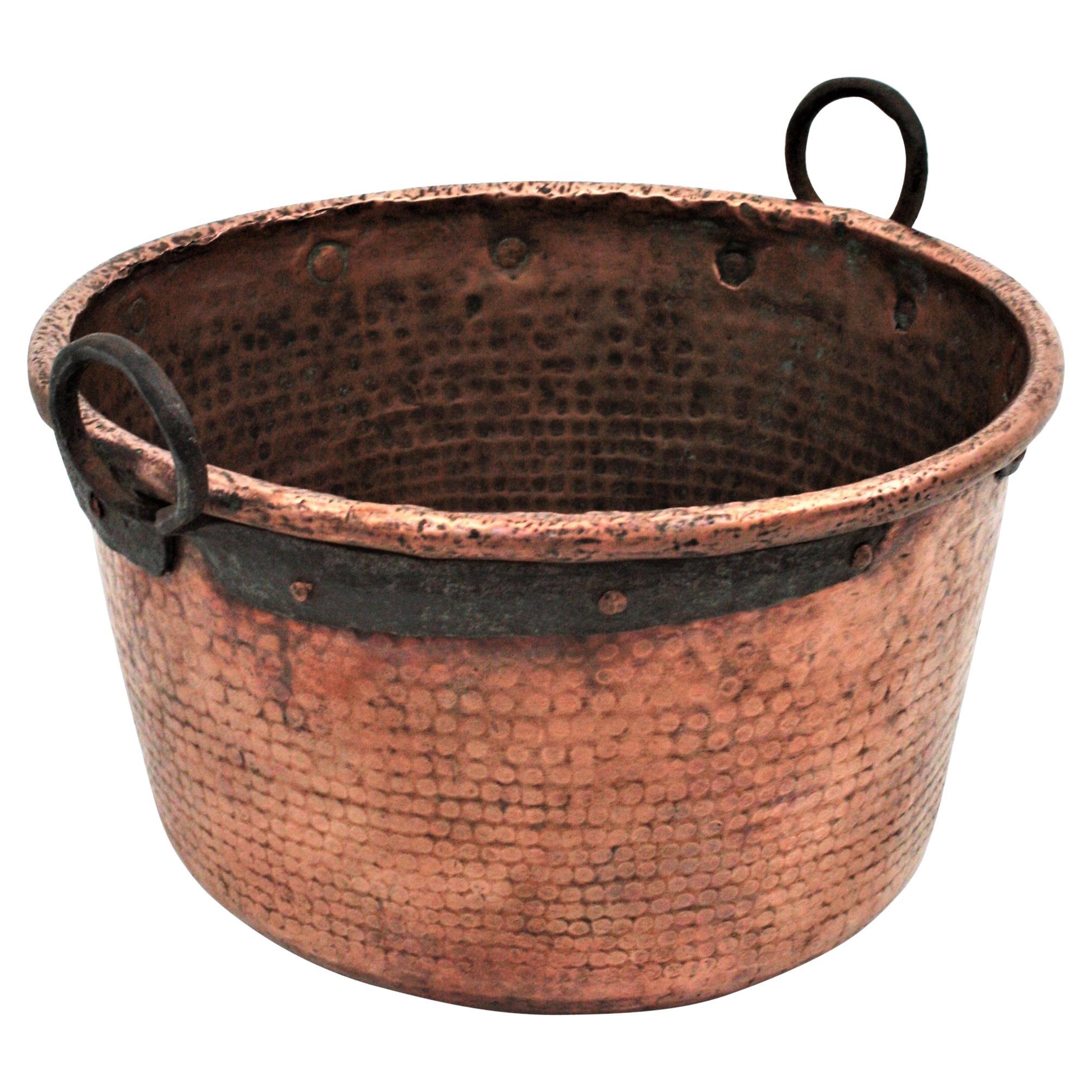 Massive French Copper Cauldron with Handles