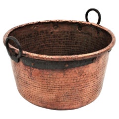 Antique Massive French Copper Cauldron with Handles