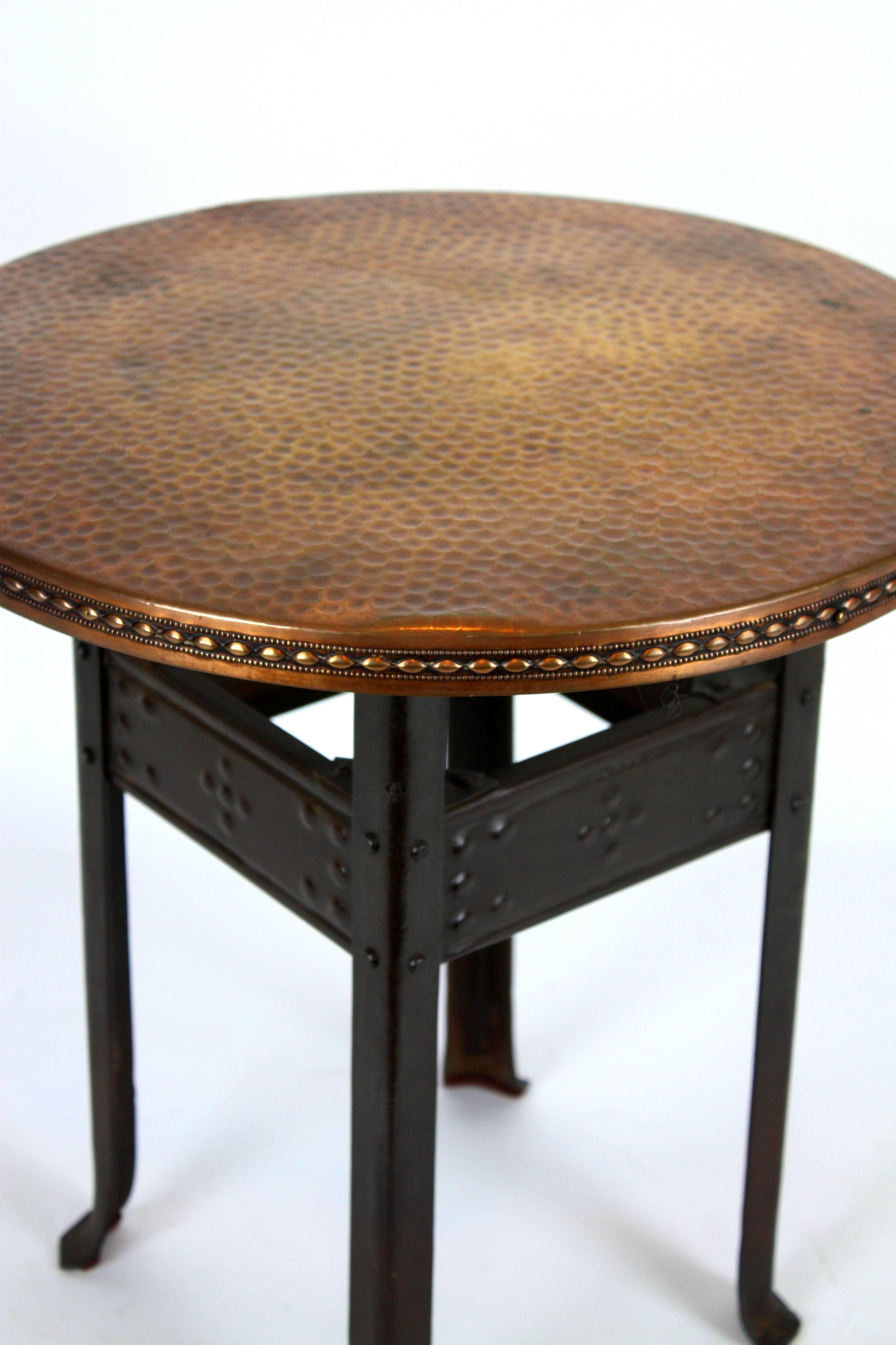hammered copper end table