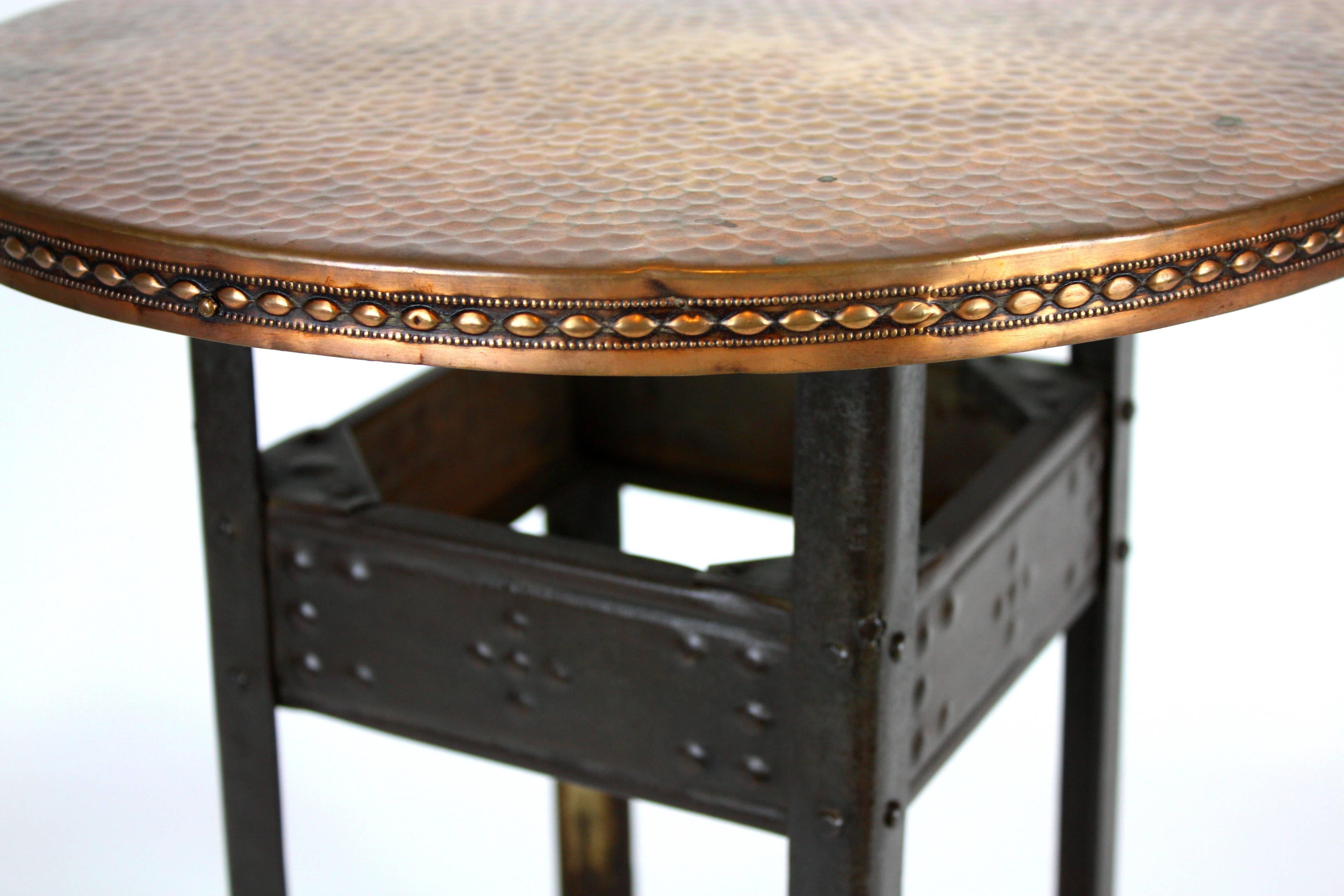 hammered copper side table