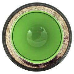 Murano Sommerso Green White Brown Geode Grande Ciotola in vetro artistico