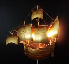 Spanish Galleon Sailing Ship Wall Sconce / Wall-Mounted Sculpture, 1940