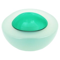 Archimede Seguso Murano Opal White Aqua Green Alabastro Geode Glass Bowl, 1950