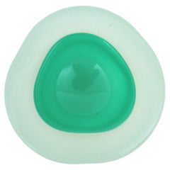 Archimede Seguso Ciotola in vetro artistico di Murano Opale Bianco Aqua Verde Alabastro Geode
