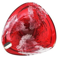 Vintage Murano Sommerso Red and Clear Macette Art Glass Bowl / Ashtray