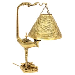French Eagle Table Lamp in Brass,  Muller Frères Style
