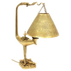 French Eagle Table Lamp in Brass, Muller Frères Style