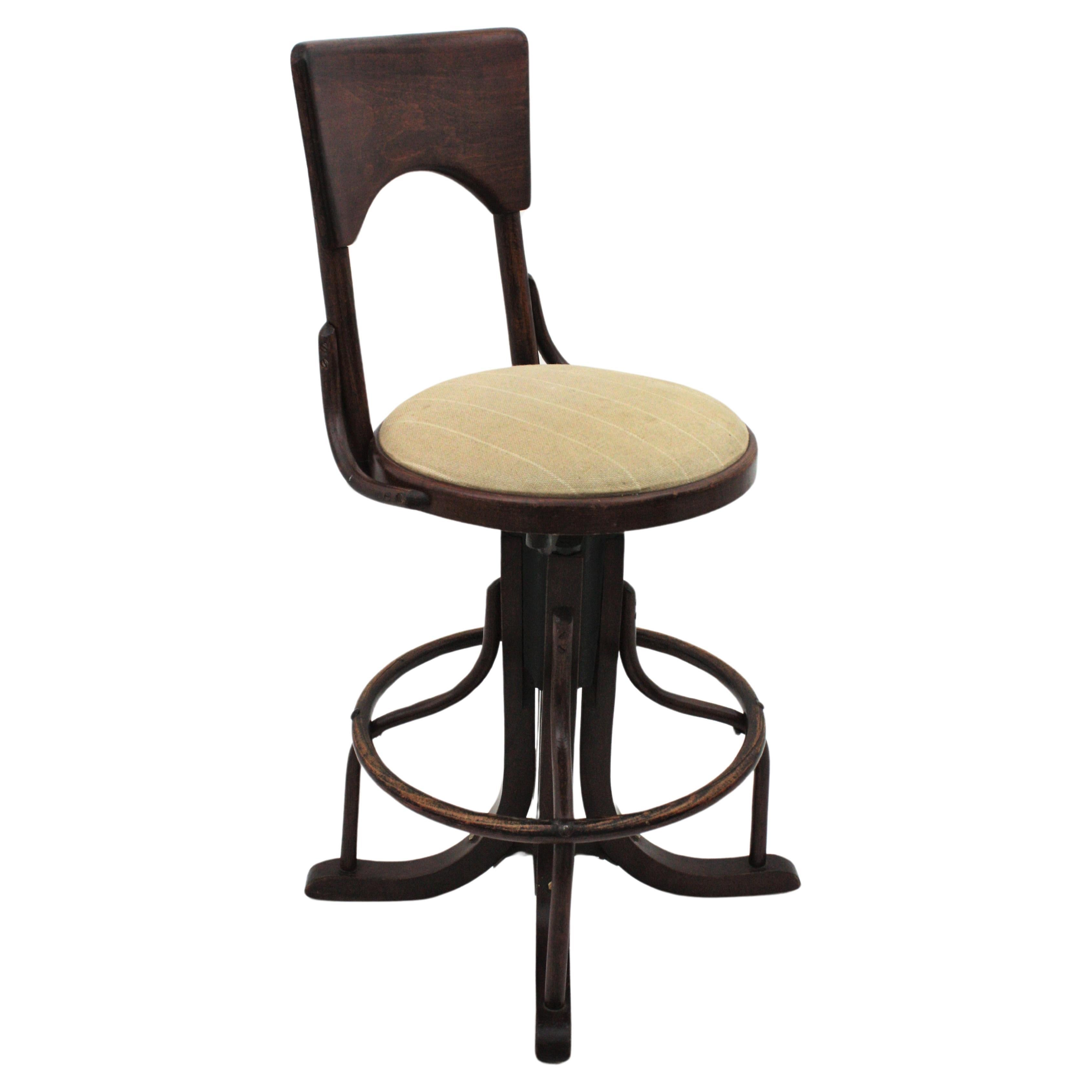 Swivel High Stool in Bentwood For Sale