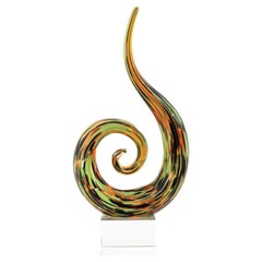 Murano Art Glass Multi Color Spiral Paperweight Sculpture, Italy, 1960s